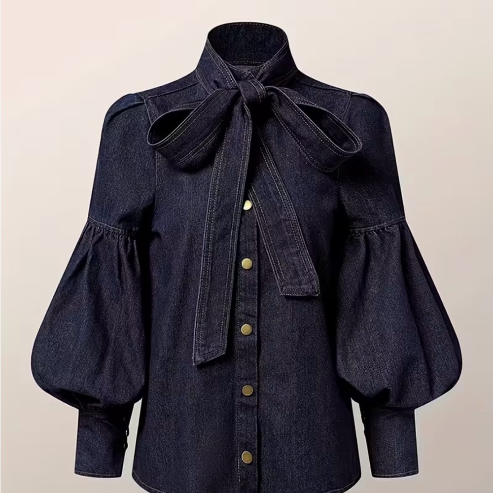 Elegant Black Denim Women's Top